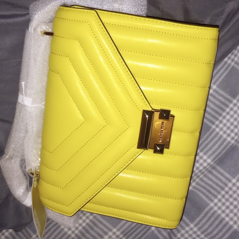 Michael Kors Whitney Golden Yellow Shoulder Bag,Pic # 2 most accurate in Color